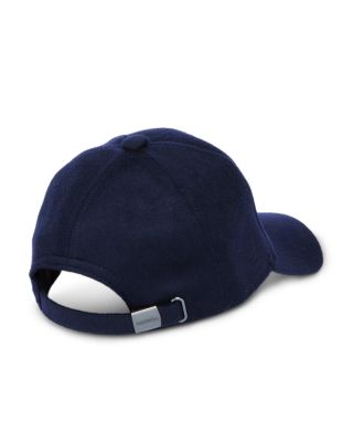 Cashmere Baseball Cap with Leather Strap