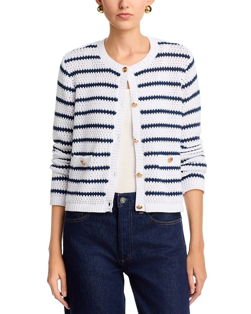 Single Thread Stripe Button Front Cardigan In Multi