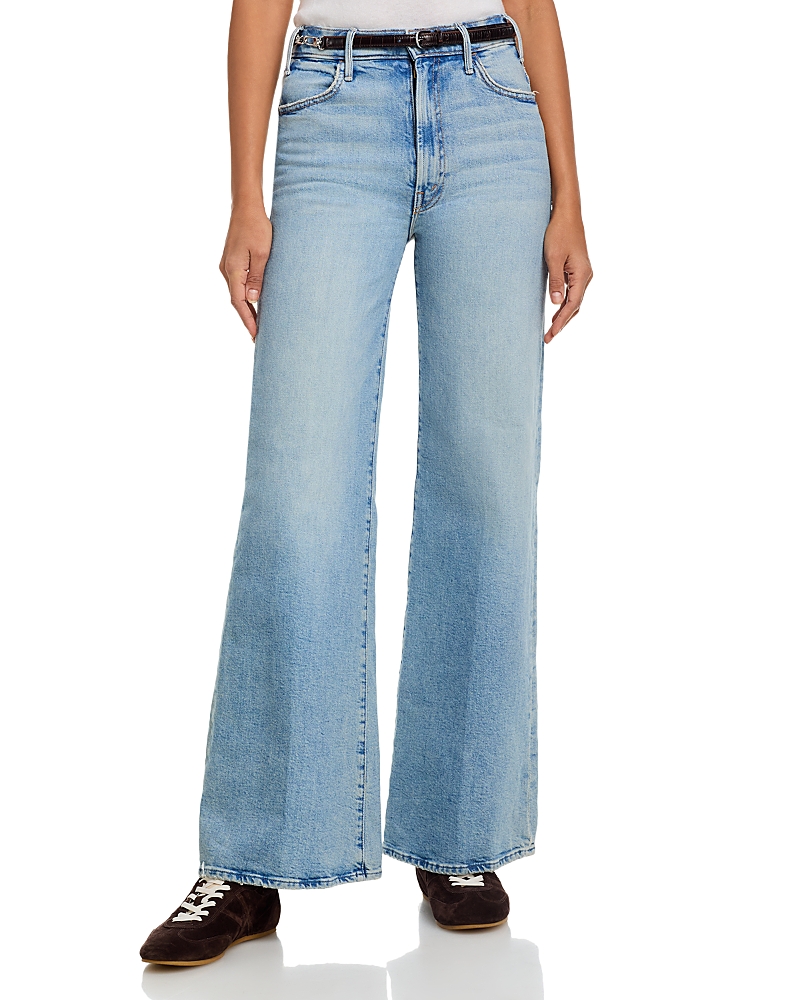 Mother The Hustler Roller Sneak High Rise Wide Leg Jeans in I Confess