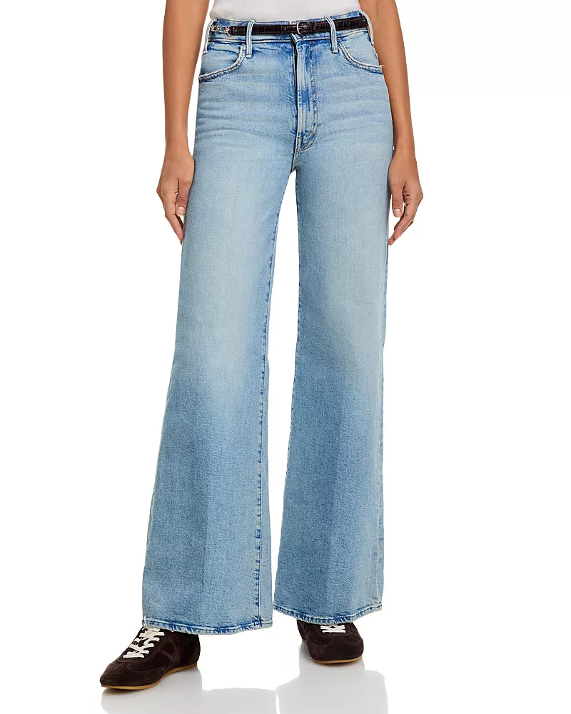 Mother The Hustler Roller Sneak High Rise Wide Leg Jeans in I Confess