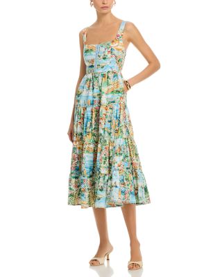 Sleeveless Vacation Scene Midi Dress - Exclusive