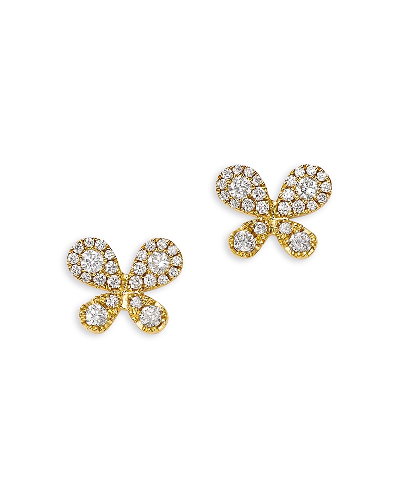 Bloomingdale's Fine Collection Diamond Butterfly Stud Earrings In 14k Yellow Gold, 0.33 Tcw