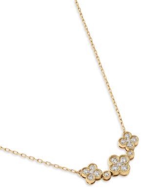 Diamond Clover Necklace in 14K Yellow Gold, 0.50 tcw