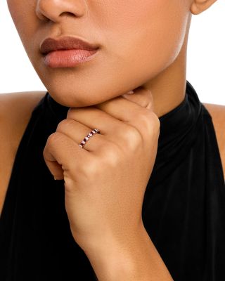 Ruby & Diamond Band Ring in 14K White Gold