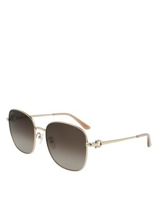 Ferragamo Metal Gancini Square Sunglasses, 60mm