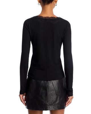 Lace V Neck Long Sleeve