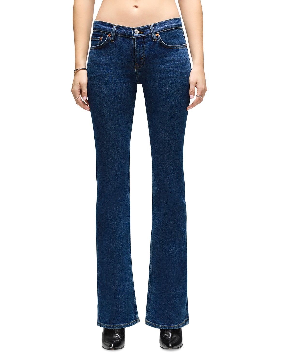 Low Rise Micro Bootleg Jeans in Rustic Indigo