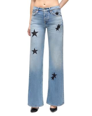 Mid Rise Wide Leg Jeans in Opal Indigo Star