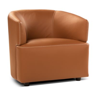 Corona Leather Accent Chair, Stationary
