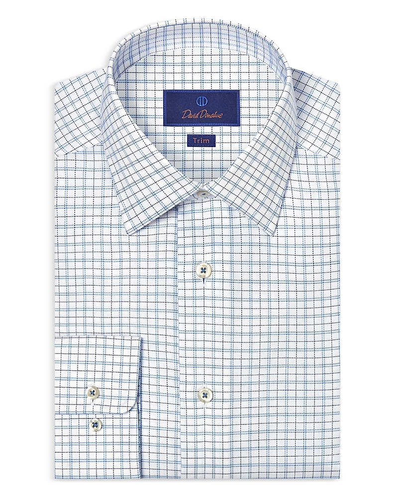 David Donahue Trim Fit Dobby Check Dress Shirt