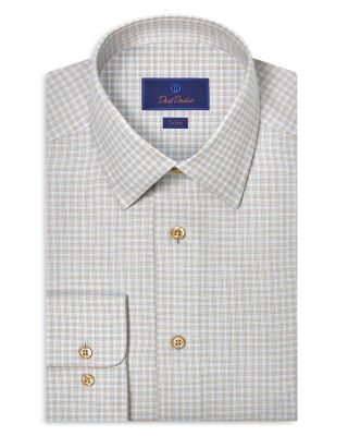 Trim Fit Cashmere Blend Twill Check Dress Shirt