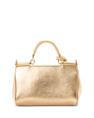 Metallic Leather Top Handle Bag