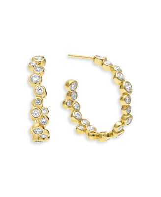 18K Yellow Gold Fizz Diamond Bezel Inside Out Hoop Earrings