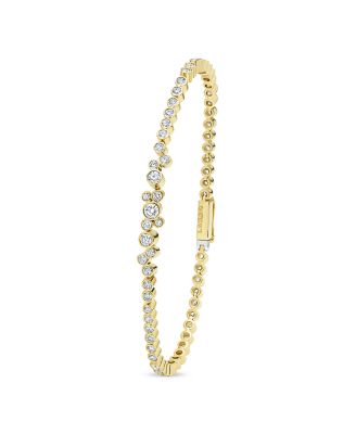 18K Yellow Gold Fizz Diamond Bezel Cluster Tennis Bracelet