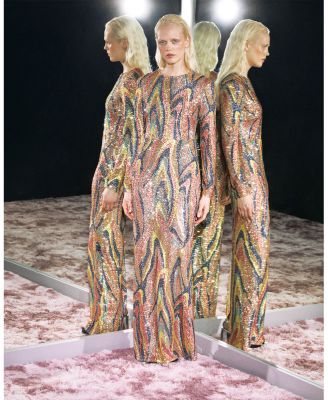 Long Sleeve Sequin Swirl Maxi Dress - Exclusive