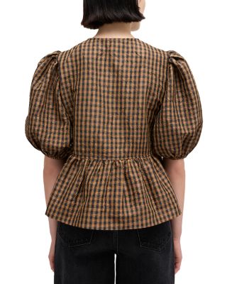 Checkered Taffeta Top
