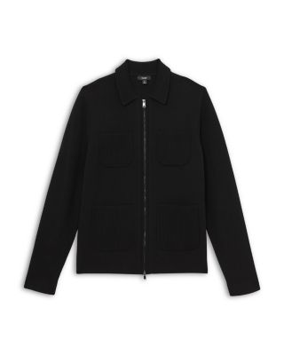Roberto Long Sleeve Zip Through Ribbed Four Pocket Shirt