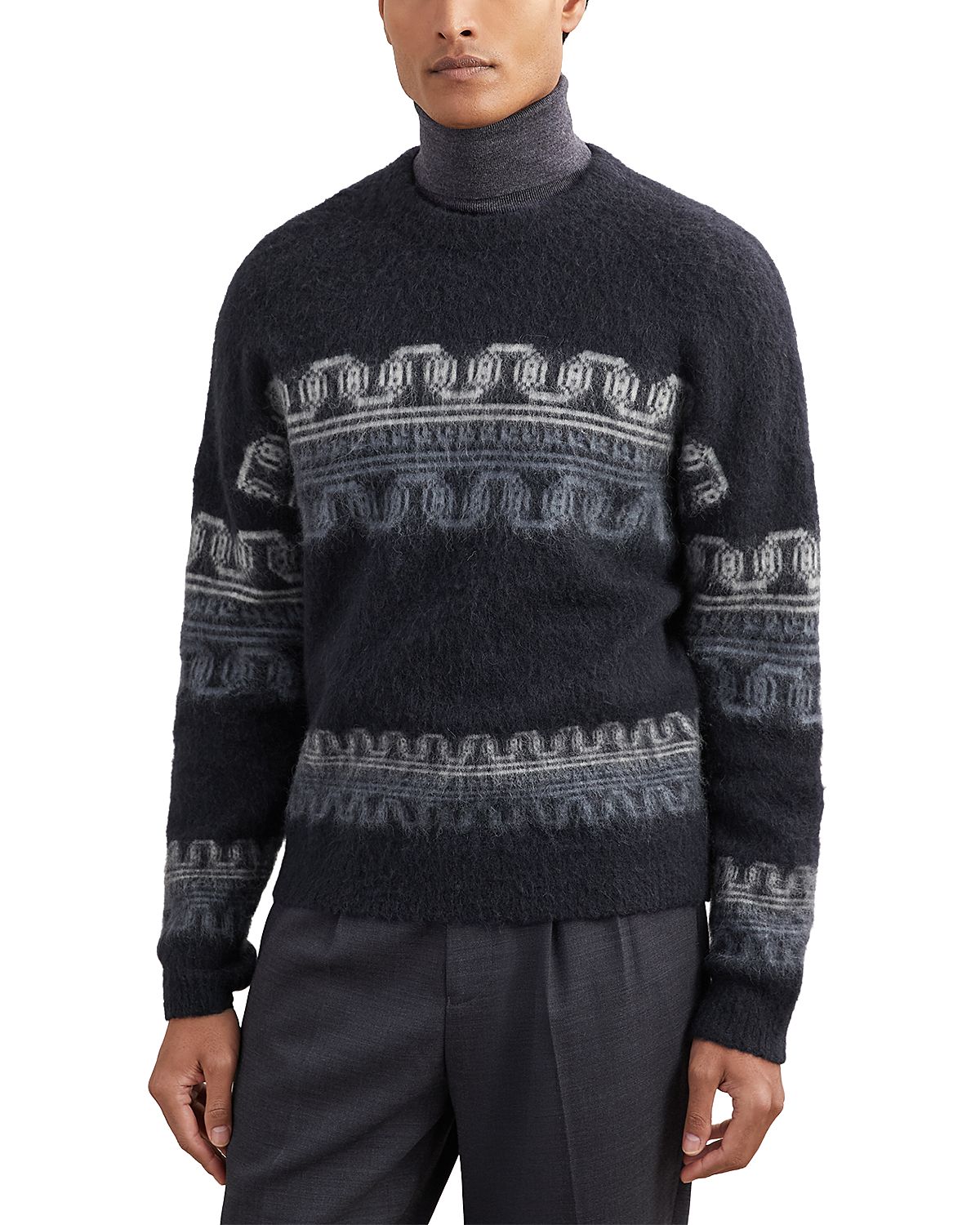 Reiss Lennox Long Sleeve Crew Fair Isle Jumper Sweater