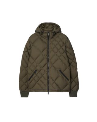  Check-stitch Nylon Hooded Puffer Jacket