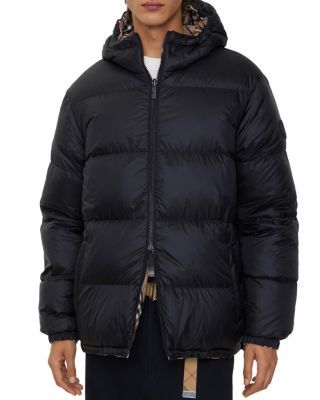 Reversible Check Hooded Puffer Jacket