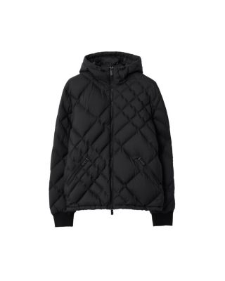  Check-stitch Nylon Hooded Puffer Jacket