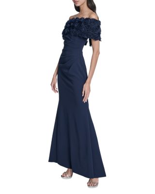 Off-the-Shoulder Side Tuck Gown