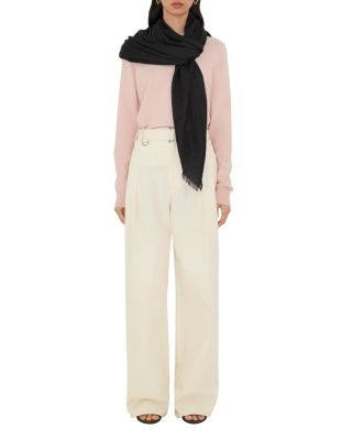  Wide Check Wool Silk Scarf