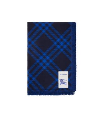  Wide Check Wool Silk Scarf