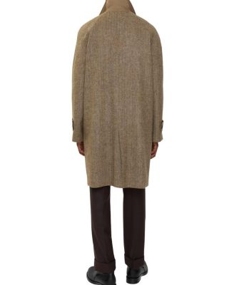 Long Herringbone Wool Dual Car Coat