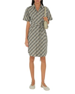 Check Cotton Shirt Dress