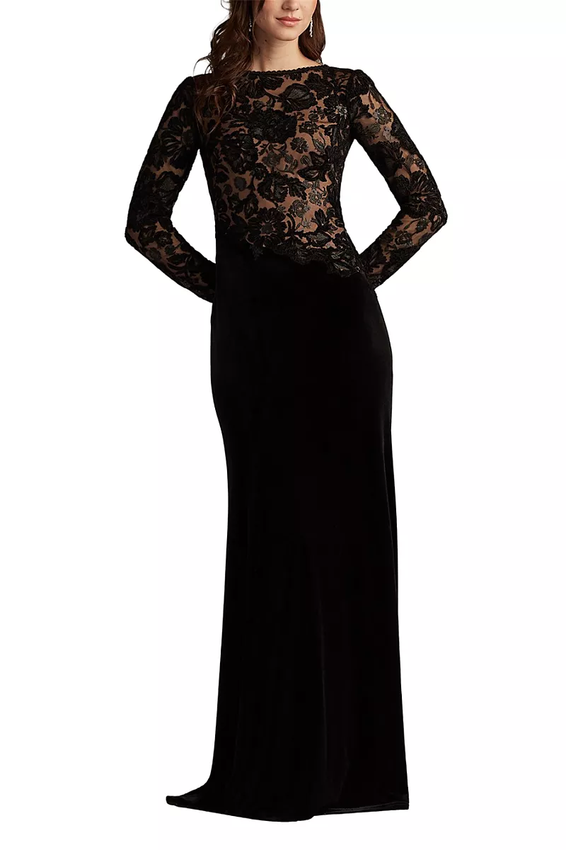 Tadashi Shoji Forena Embroidered Crepe Gown