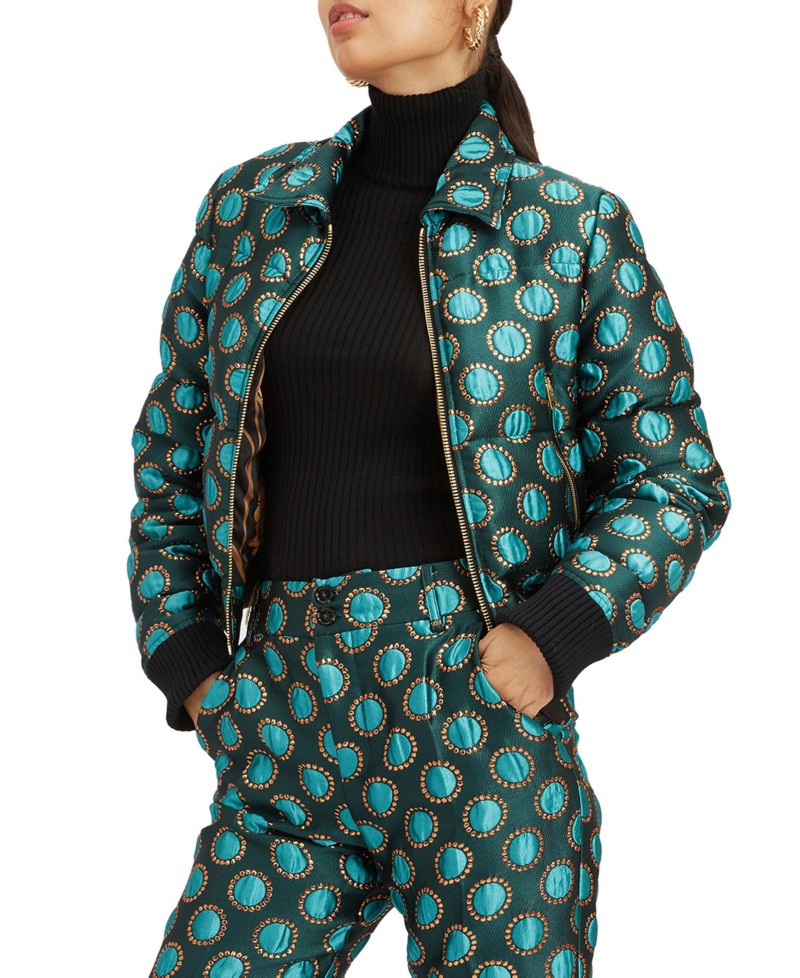 La DoubleJ La Comasca Puffer Bomber Jacquard Winter Sun Emerald