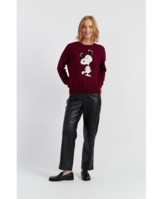  Women's Wool Cashmere Dancing Snoopy Sweater