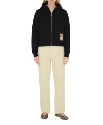  Check Label Cotton Zip Hoodie