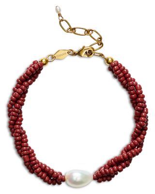 Rodeo Cultured Freshwater Pearl Charm & Red Beaded Torsade Necklace, 15.74-18.11"