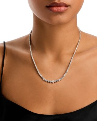 Diamond Graduated Tennis Necklace in 14K White Gold, 10.10 tcw