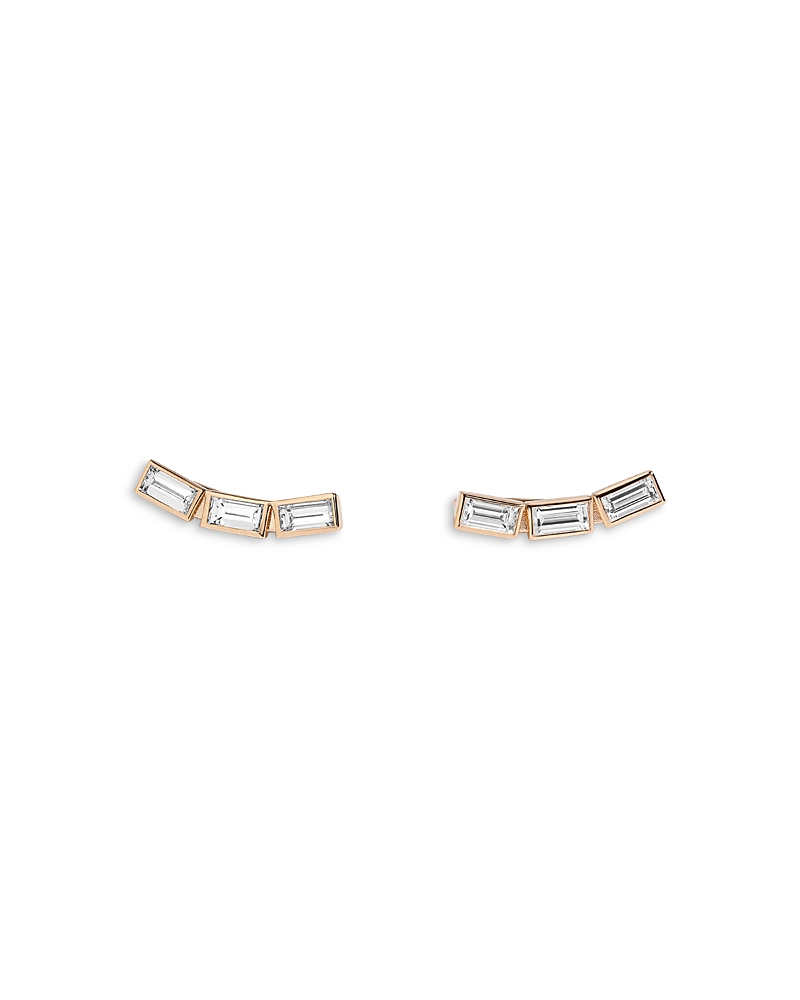 Shahla Karimi From The Luxe Collection Certified Lab Grown Diamond Mid Century Mies Diamond Ear Climbers In 14k Ye In Gold