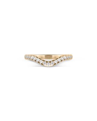 Certified Lab Grown Diamond Gaudi Batllo Curved Pave Band in 14K Yellow Gold, 0.36 tcw