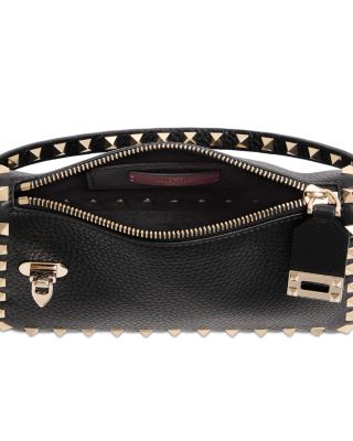 Rockstud Small Black Grainy Leather Crossbody Bag