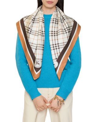 Check Knight Stamp Silk Scarf