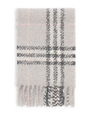 Check Alpaca Wool Blend Boucl&eacute; Scarf