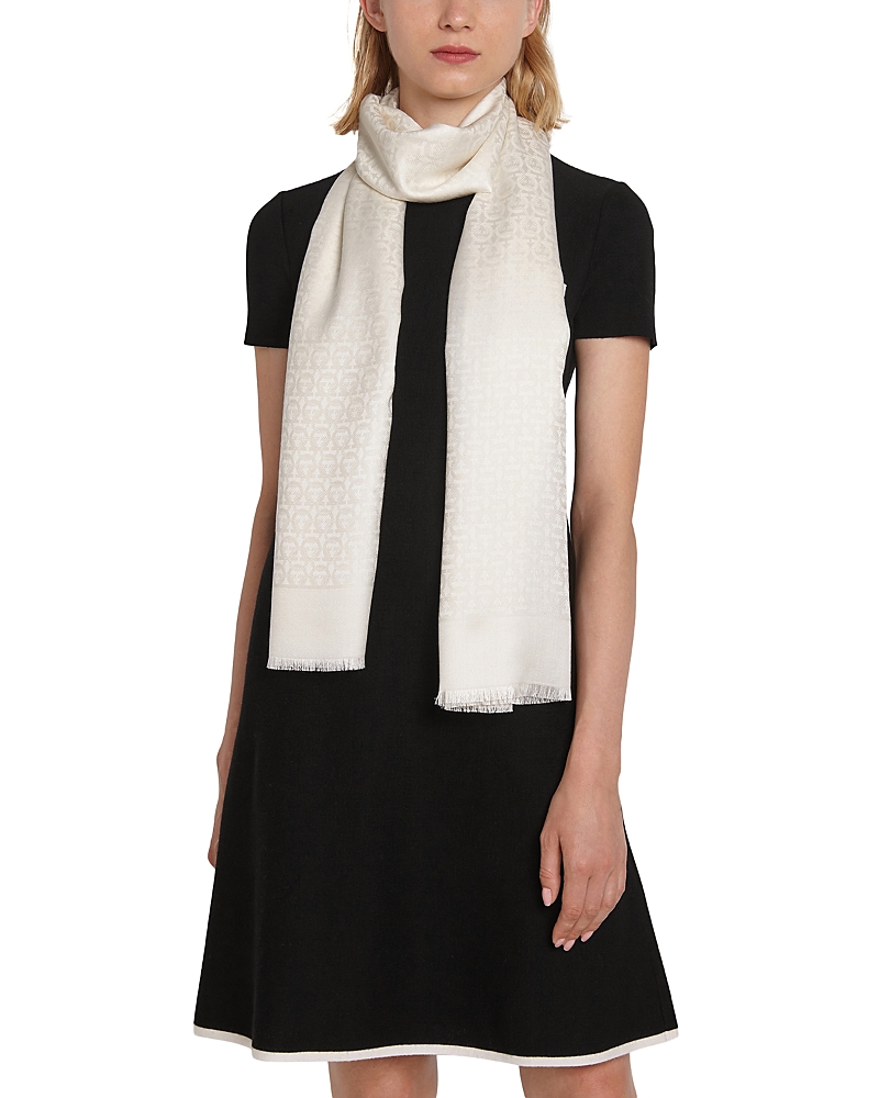Ferragamo Gancini Jacquard Scarf In White