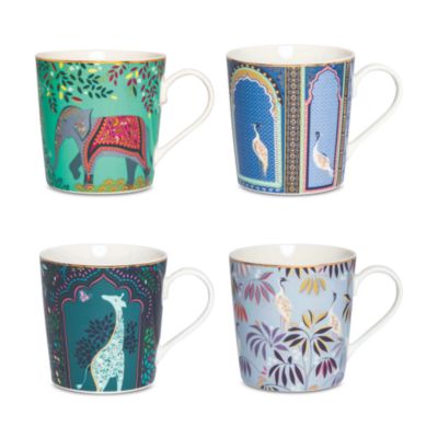 Sara Miller India Assorted Mugs, Set of 4