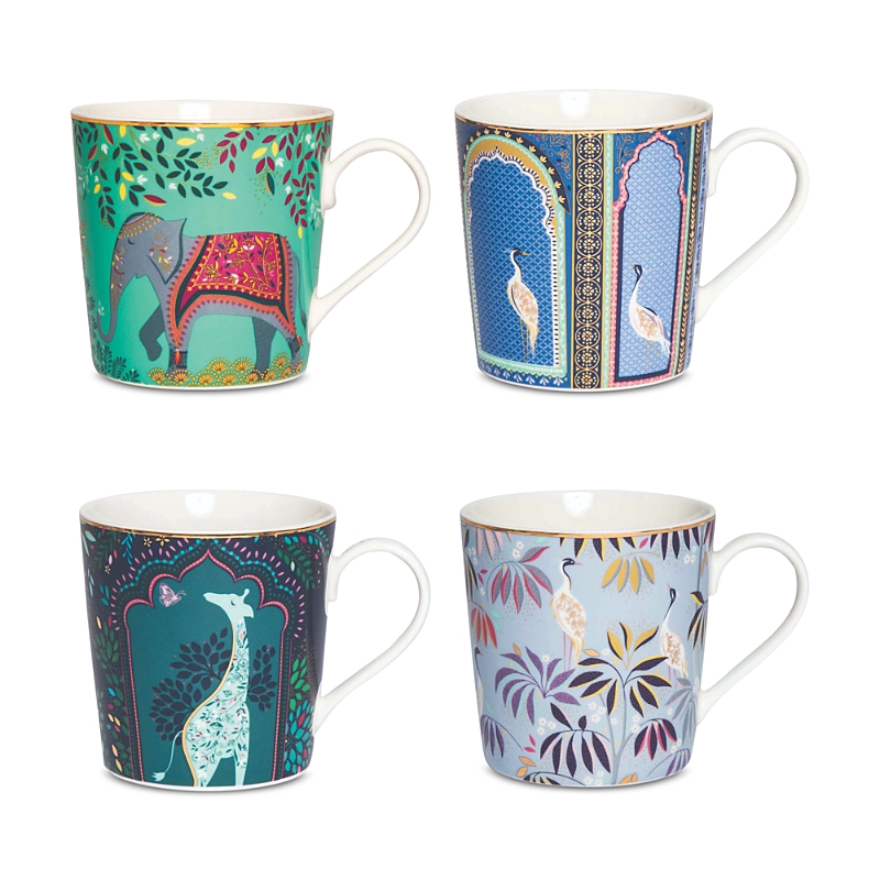 Portmeirion Sara Miller India Assorted Mugs, Set Of 4 In Multi