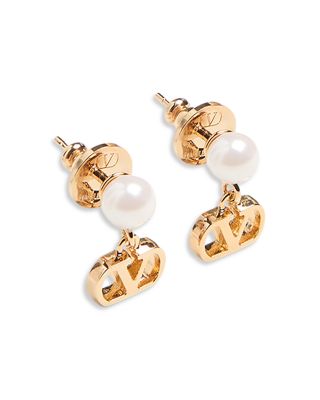 V Logo Signature Pearl Earrings