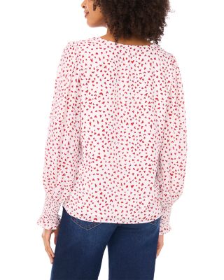 V-Neck Smocked Cuff Blouse