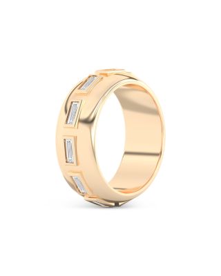 Certified Lab Grown Diamond Baguette Le Corbusier Puff Set Cigar Band in 14K Yellow Gold, 0.67 tcw