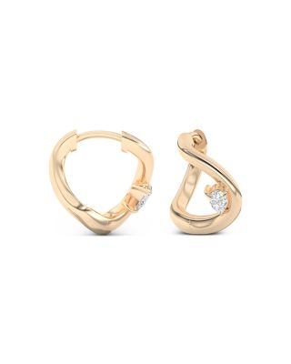 Certified Lab Grown Diamond Pear Gaudi Curve Huggie Hoop Earrings in 14K Yellow Gold, 0.2 tcw