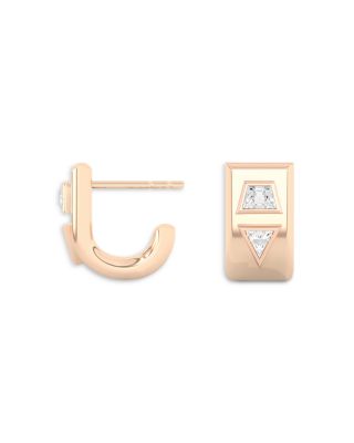 Certified Lab Grown Diamond Mixed Cut Azadi Half Arc Huggie Hoop Earrings in 14K Yellow Gold, 0.46 tcw
