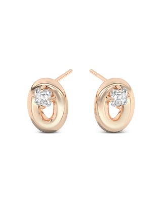 Certified Lab Grown Diamond Doshi Puff Studs with Asschers in 14K Yellow Gold, 0.81 tcw